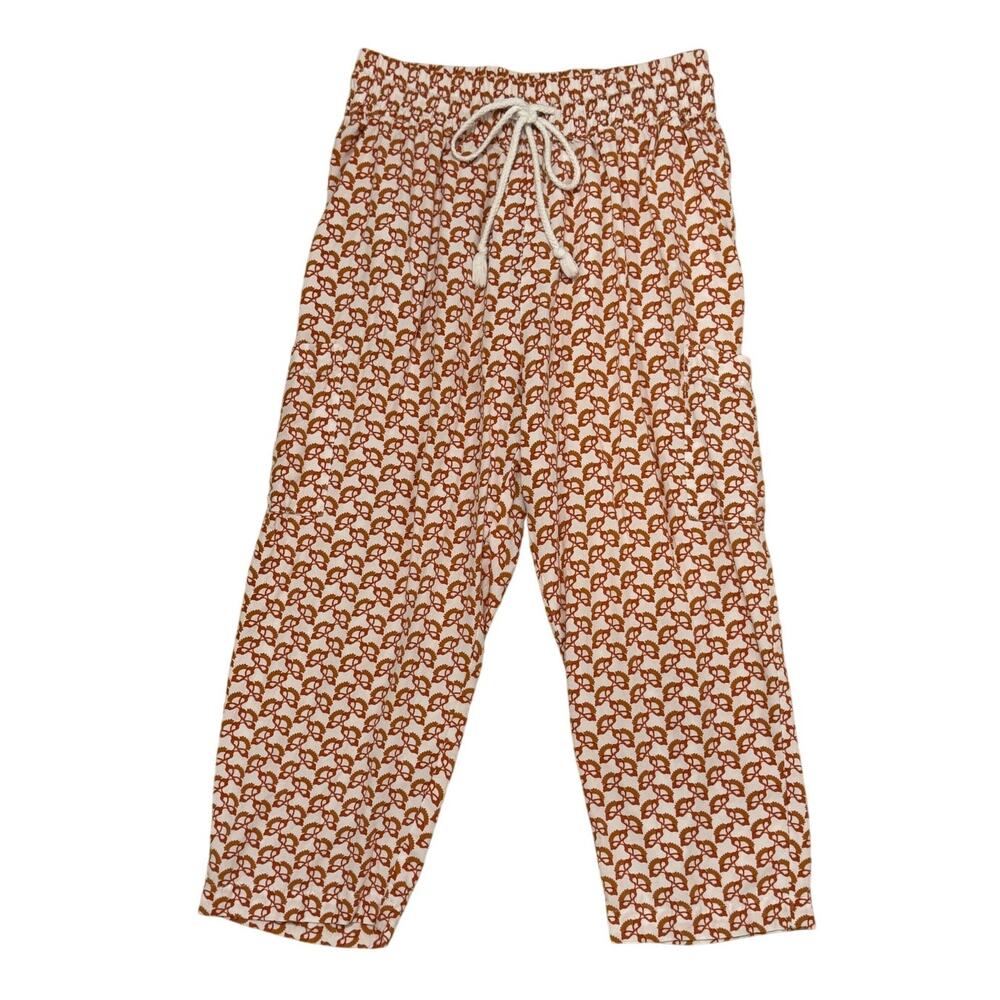 Valija Women's White and Orange Lounge‎ Sleep Casual Drawstring Pants Size S